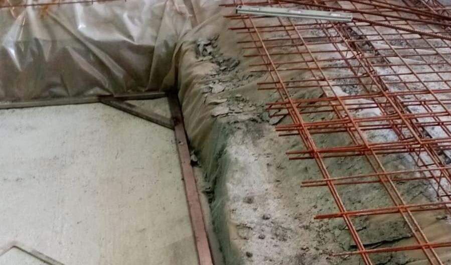 Giunto di ripresa di un getto di fondazione con casseratura in legno