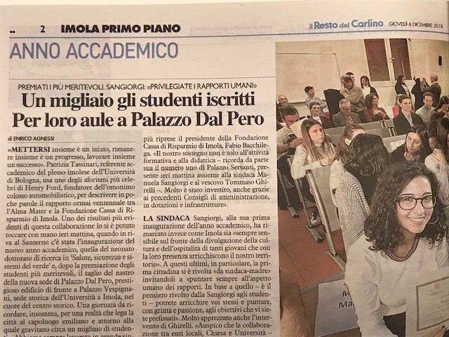 Articolo del Resto del Carlino Imola sulla nuova sede universitaria
